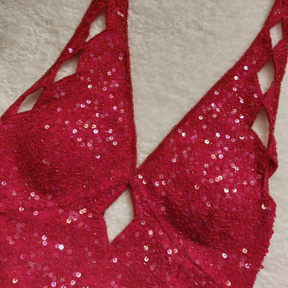 Vintage Sequin Red Dress